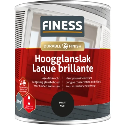 Afbeelding van finess hoogglanslak zwart 0.75 ltr