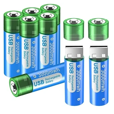 Afbeelding van AA Batterijen USB Oplaadbaar 3000 mWh/Lithium 8 Stuks 1,5 V Li Ion Mignon Batterij, Oplaadbaar, Hoge Capaciteit, Oplaadbare Batterijen, Snel Opladen