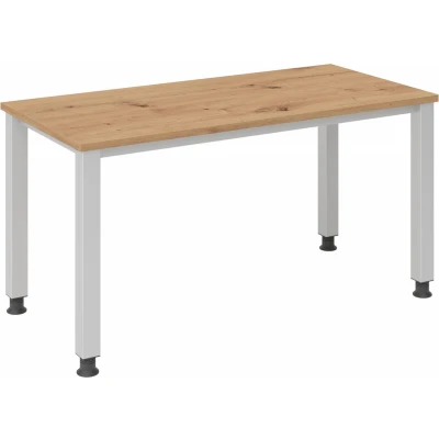 Afbeelding van QUEO 614 S Bureau Tafelhoogte I In hoogte verstelbaar 140 x 67 Essen Eik/Zilver