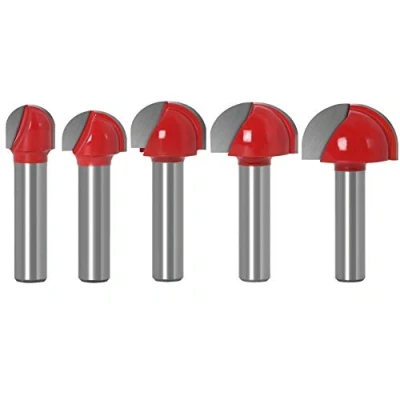 Afbeelding van DingGreat 5Pcs 8mm Schacht Ronde Neus Cove Core Box Router Bit, Groef Bit Cutter voor Houtbewerking