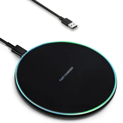 Afbeelding van ideallife Draadloze oplader met knipperlicht, snel draadloos oplaadpad ingebouwde USB C kabel, Qi gecertificeerd 15W Max compatibel iPhone 15/14/13/12/XS AirPods, Samsung Galaxy S24/S23 HUAWE