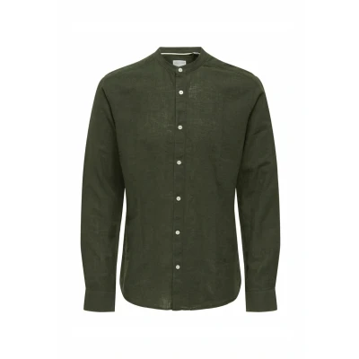 Afbeelding van Only &amp; Sons Overhemd Onscaiden Life Ls Solid Linen Mao N 22019173 Kambaba Mannen Maat L