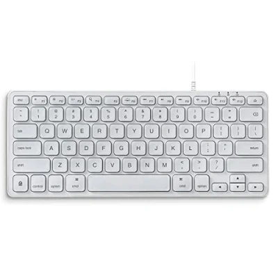 Afbeelding van perixx PERIBOARD 332MW Mini toetsenbord met achtergrondverlichting voor Mac kabel, dunne schaartoetsen grote letters, witte led, QWERTY lay out US Engels