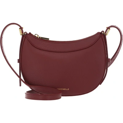 Afbeelding van COCCINELLE Leren Schoudertas Whisper Grained Leather Mini Bag Brandy Bruine
