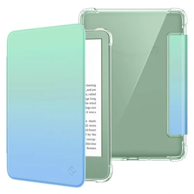 Afbeelding van Fintie Hoesje voor 6 inch Kindle (11e generatie) 2024/2022, Clear Soft TPU Case met Auto Sleep/Wake Basic 2024, Zee Ombre