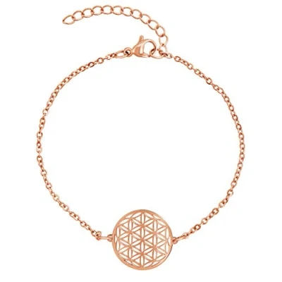Afbeelding van Nuoli® levensbloem armband dames (15 + 5 cm verstelbaar) voor vrouwen en meisjes, van gepolijst Roestvrij staal, 15 centimeters, staal