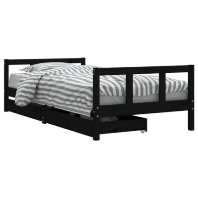 Afbeelding van Kinderbedframe Met Lades 80X160 cm Massief Grenenhout Zwart 90 x 190 /