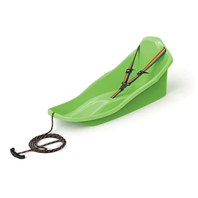 Afbeelding van molti Slee voor kinderen tot 3 jaar met rugleuning, veiligheidsgordel en trekkoord kleine kinderen, bob, glijbaan, rodel, sneeuwglijder, TOPO 72 x 37 cm (groen)