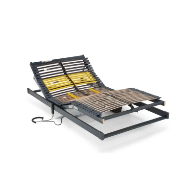 Afbeelding van Beter Bed Bossflex 600 Lattenbodem 80 x 190 cm Elektrisch Verstelbaar Bedbodem Bedraad Max. 120kg Antraciet/Geel