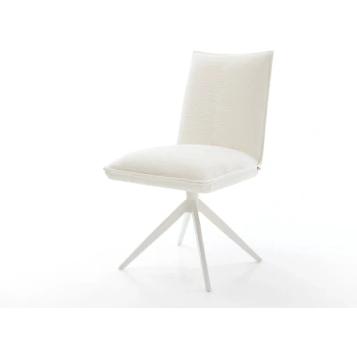 Afbeelding van DELIFE Draaistoel Lelio Flex bouclé zacht beige kruisframe breed wit 360 draaibaar rocker functie pocketveer kern