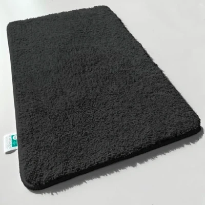 Afbeelding van casa pura Hoogpolige badmat ‘Sky Soft’ zacht, pluizig, wasbaar, antislip badkamertapijt in Shaggy look getest op schadelijke stoffen 16 kleuren, 6 maten 60 x 100 cm zwart
