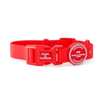 Afbeelding van HUGO &amp; HUDSON Waterdichte hondenhalsband, anti geur en gemakkelijk schoon te maken, verstelbare halsband, rood, M