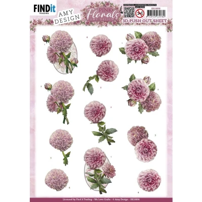 Afbeelding van 3D Cutting Sheets Amy Design Pink Florals Dahlia