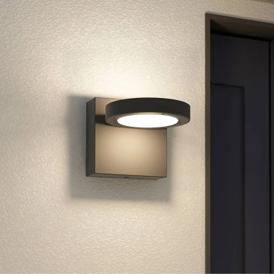 Afbeelding van Lucande LED wandlamp buiten 1licht aluminium, polycarbonaat H: 11.8 cm grafietgrijs, wit Inclusief lichtbron