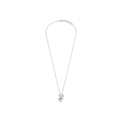 Afbeelding van Lucardi Dames Zilveren goldplated Ketting hanger hart parel 925 Zilver Goudkleurig 45 cm
