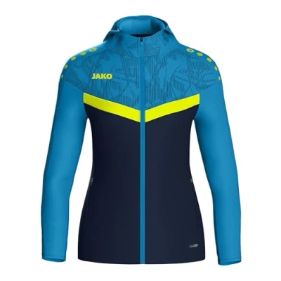 Afbeelding van Jako Iconic Jas Met Kap Dames Marine / Blauw Fluogeel Maat: 44