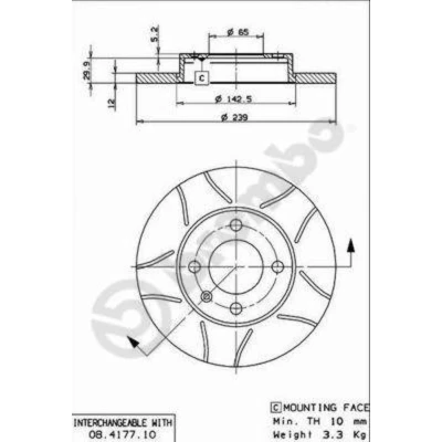 Afbeelding van Brembo Remschijf 08.4177.75
