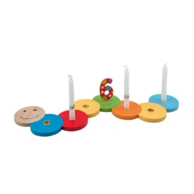 Afbeelding van Tib Kaarsenhouder Rups Junior 7 Cm Hout 8 delig