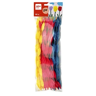 Afbeelding van Apli Chenille draad Pijpenragers hobbelig assorti 6 mm x 30 cm 50 stuks