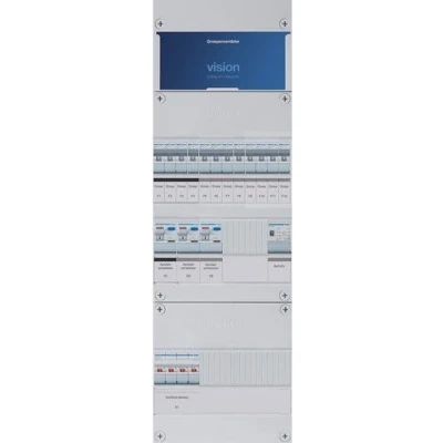 Afbeelding van Hager groepenkast 3 fase 12 groepen, Aardlekschakelaars 2 P, 1 beltrafo, hoofdschakelaar 4 P 40A 220 x 695mm