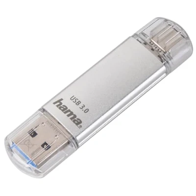 Afbeelding van Hama USB stick, 64 GB (geheugenstick C A, 3.1/3.0, universele gegevensopslag met 40 MB/s van aluminium, voor Windows/MacBook), zilver Laeta Compact