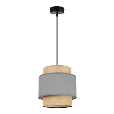 Afbeelding van Light Home Pendellamp BOHO Moderne Hanglampe voor Woonkamer, Slaapkamer Eetkamer en Keuken E27 Metalen Hanglamp met Stoffen kap Klassiek 1 Lichtbron Grijs Jute