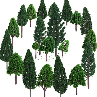 Afbeelding van Bememo 22 stuks modelbomen 3 16 cm gemengd model boomtrein bomen spoorweglandschap Diorama boomarchitectuur voor doe het zelf landschap natuurgroen