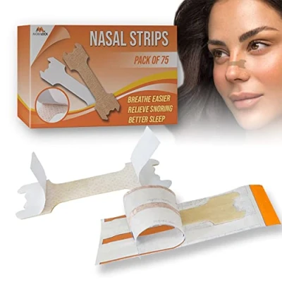 Afbeelding van Anti Snurk Neusstrips, Tegen Snurken voor Vrouw &amp; Man, Kan Neus Verminderen, Helpt bij Congestie Verlichting, Flexibele Stof, Huidvriendelijke Kleefstof, Pak 75 Large Mobi Lock