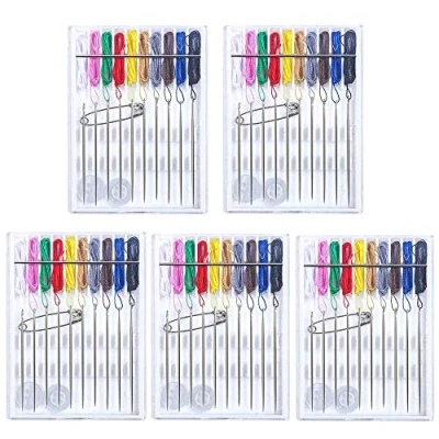 Afbeelding van Voorgeschroefde Naaldset, 5 Dozen 40 Stuks Diverse Kleuren Pre Schroefdraad Naald Reizen Naaien Kit met Pin Knop