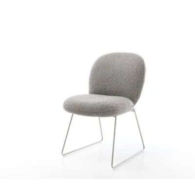 Afbeelding van Gestoffeerde stoel Nube Flex slipframe roestvrij staal bouclé zilver grijs pocketveer kern