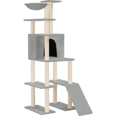 Afbeelding van vidaXL Kattenmeubel met sisal krabpalen 166 cm lichtgrijs