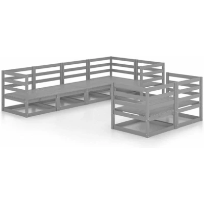 Afbeelding van vidaXL 7 delige Loungeset massief grenenhout grijs