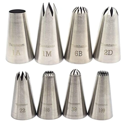 Afbeelding van Tumtanm Open Star Piping Tip,8 Pack RVS Grote nozzles Tip Set voor Bakken en Cakes
