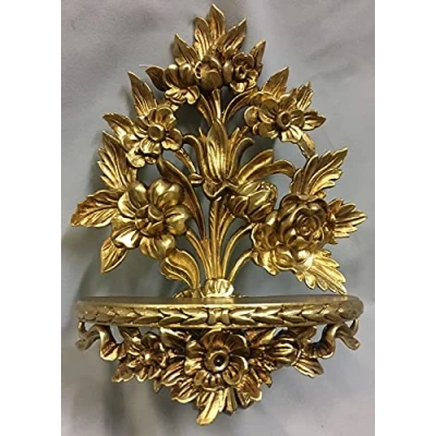 Afbeelding van artissimo Wandconsole barok goud/spiegelconsoles/wandrek/decoratie H35 bloemen cp82