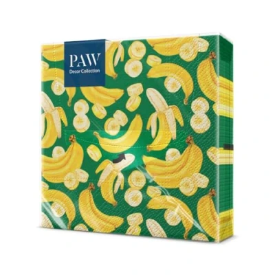 Afbeelding van PAW Papieren Servetten 3 laags (33 x 33 cm) I 20 Stuks Perfect voor Verjaardagen, Feesten, Bruiloften, Communie en Vieringen Tafeldecoratie, Kleurrijke Bananenkoorts