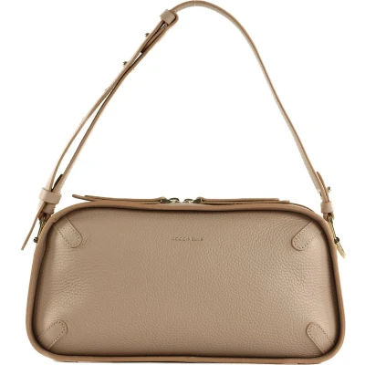 Afbeelding van COCCINELLE Leren Schoudertas Maleta Shoulder Bag Rosette Beige