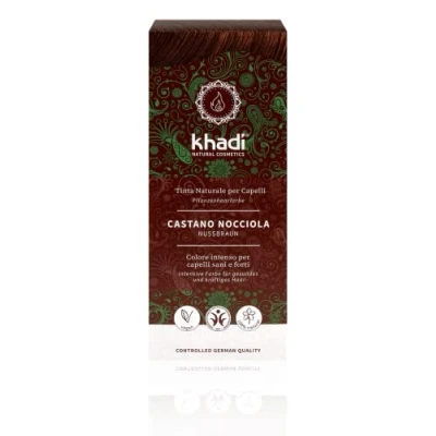 Afbeelding van khadi NATURAL HAZEL plantaardige haarverf, Glanzend notenbruin tot rijk chocoladebruin, 100% plantaardig, natuurlijk &amp; veganistisch, Gecertificeerde natuurlijke cosmetica, 100g