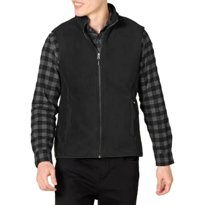 Afbeelding van Amazon Essentials Polar fleece vest met volledige rits voor heren (verkrijgbaar in groot en lang), zwart, XXL