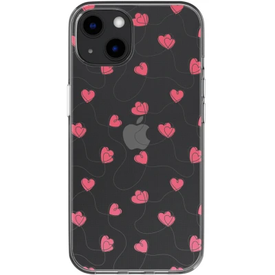 Afbeelding van imoshion hoesje Geschikt voor iPhone 13 Design Dusty Rose Connected Hearts