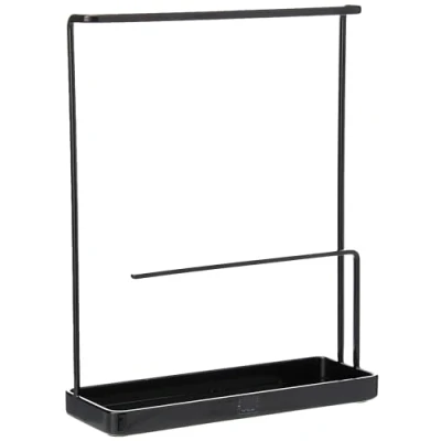 Afbeelding van Yamazaki Sieradenhouder Tower Met 2 Stangen En Opbergbakje Zwart 20x7,5x25,5cm