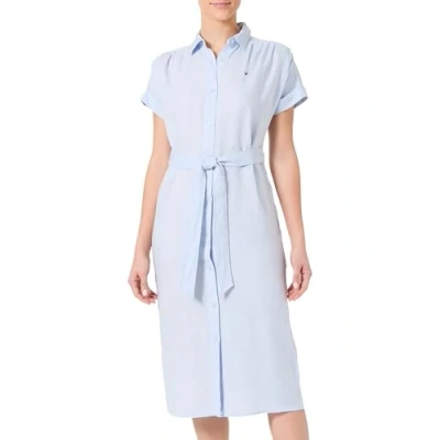 Afbeelding van Tommy Hilfiger Belted MIDI Dress Blousejurk, Dames, Maat: 34, Breezy blue