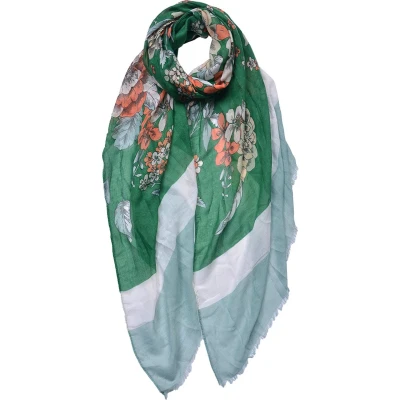 Afbeelding van Juleeze Sjaal Dames Print 85x180 cm Groen Bloemen Shawl