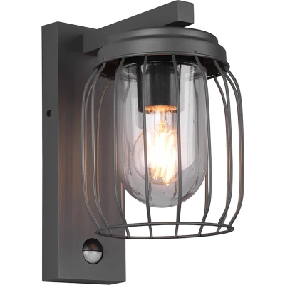 Afbeelding van Trio Leuchten Tuela Wandlamp IP44 Bewegingssensor Antraciet