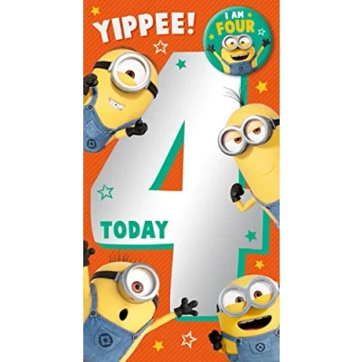 Afbeelding van Danilo Kaarten Gelukkig 4e Verjaardagskaart Minions, 9 x 5