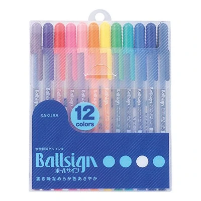 Afbeelding van SAKURA Gel Ink Balpen, Ball Sign (Gelly Roll) 12 Kleur Set (PGB12)