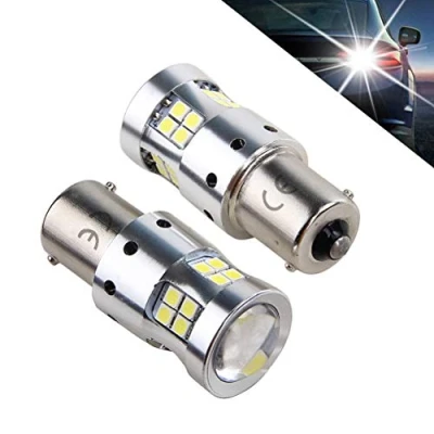Afbeelding van 1156 P21w Ba15s 1141 7506 12V 24V 30V ledlampen voor auto en motorfiets, 1300 lm, met lens, 6.000 K, wit, achterlicht, achteruitrijverlichting, dagrijlicht, remlichten. (Set van 2 stuks)