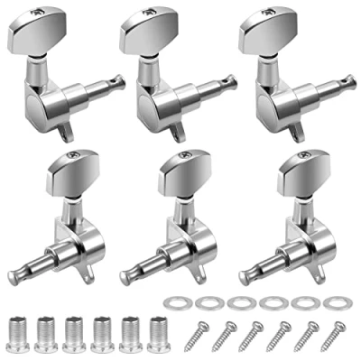 Afbeelding van Vesaneae 6 stuks 3L3R akoestische gitaar semiclosed stempennen, machine hoofd tuners, zilveren knoppen stemsleutels, onderdelen met schroeven set, snaar stempinnen voor klassieke