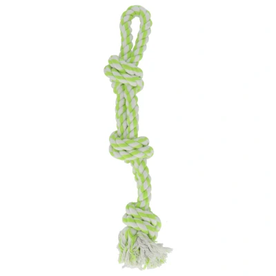 Afbeelding van Adori Flostouw Dubbel 3 Knopen 67 cm Hondenspeelgoed Wit&amp;Lime