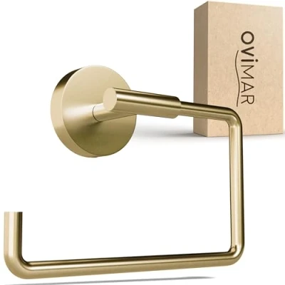 Afbeelding van Ovimar Wc rolhouder Farstadsanden Goud Roestvrij Staal, Zonder Deksel, Met Demping, Om Te Boren, Papierhouder