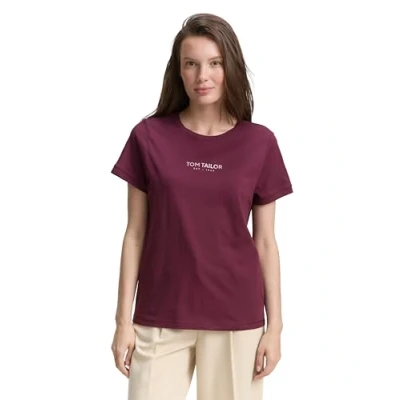Afbeelding van TOM Tailor MIT LOGO Tshirt print, Dames, Maat: 3XL, Bordeaux/red